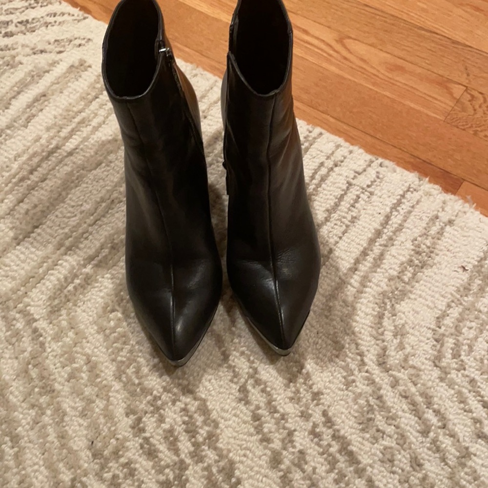 Rachel Zoe Wedge Boot with a gray/silver toe accent.